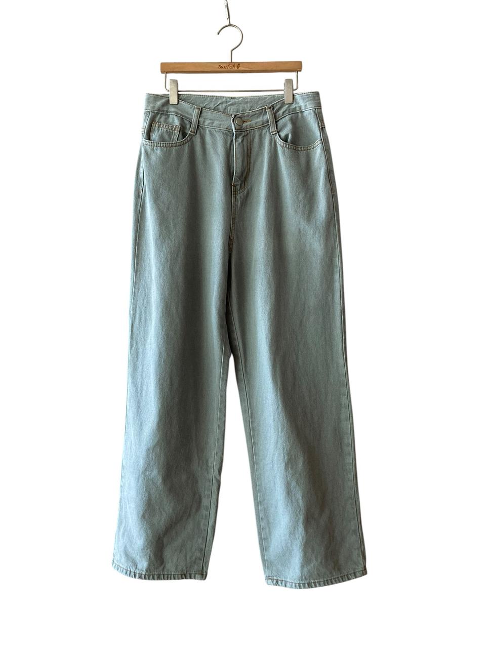 와이드 대님 팬츠 연그레이 와이드 청바지