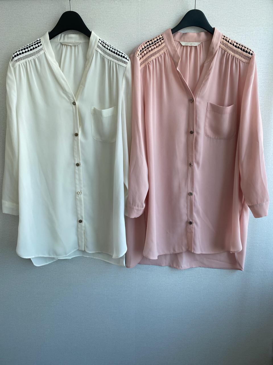 쉬즈미스 쉬폰 블라우스 2장 (화이트, 핑크)