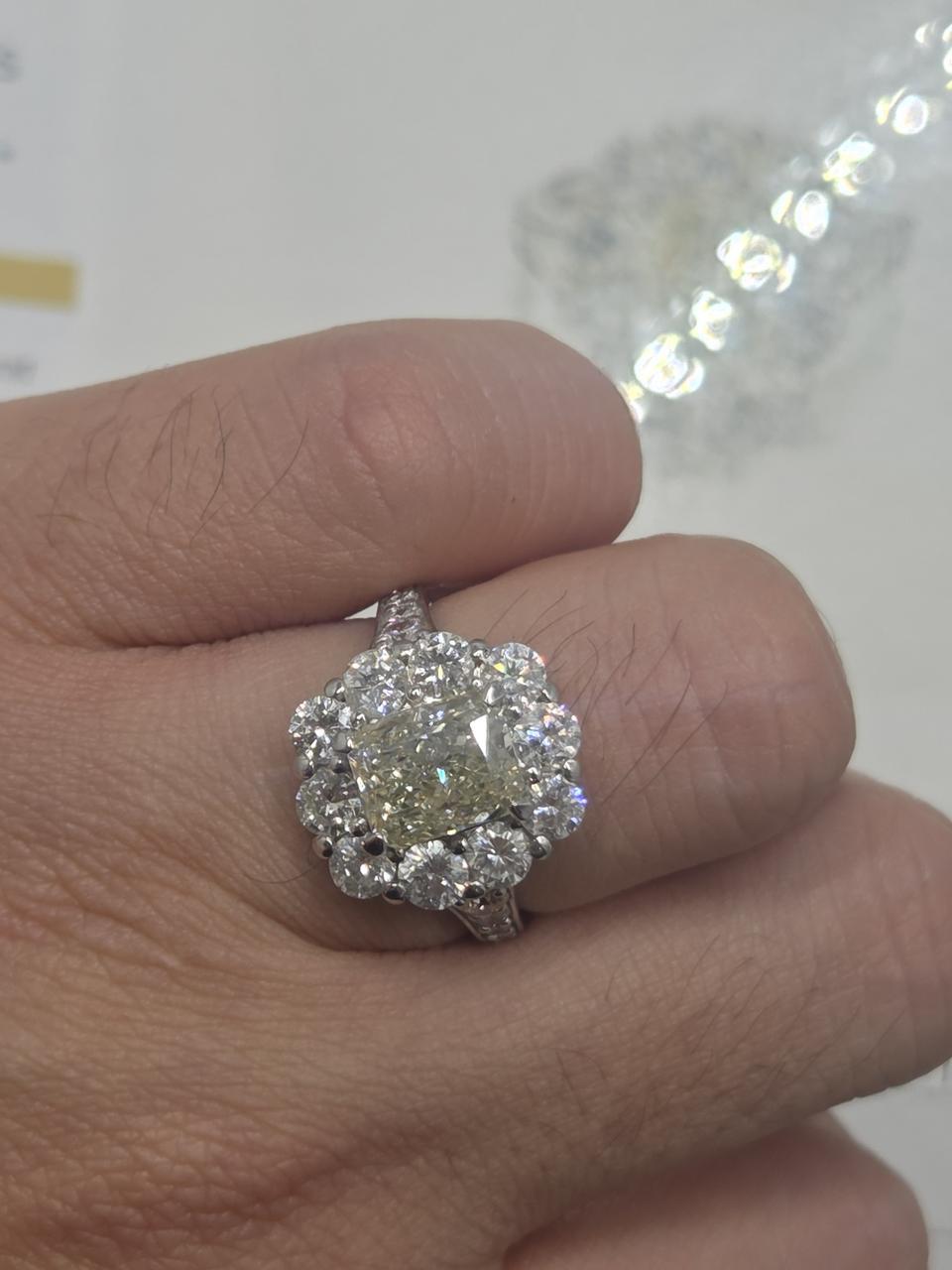 사각 옐로우다이아 반지