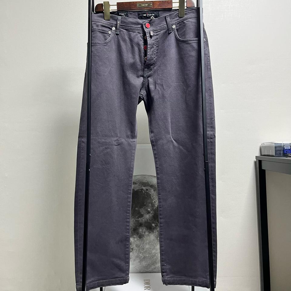 정품 33) 키톤 kiton 코튼 그린스티치 퍼플 팬츠