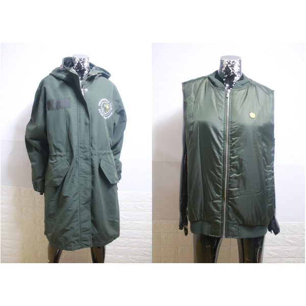 (77) 스마일 월드 카키 여성 조끼 + 코트 세트 (105 77) 