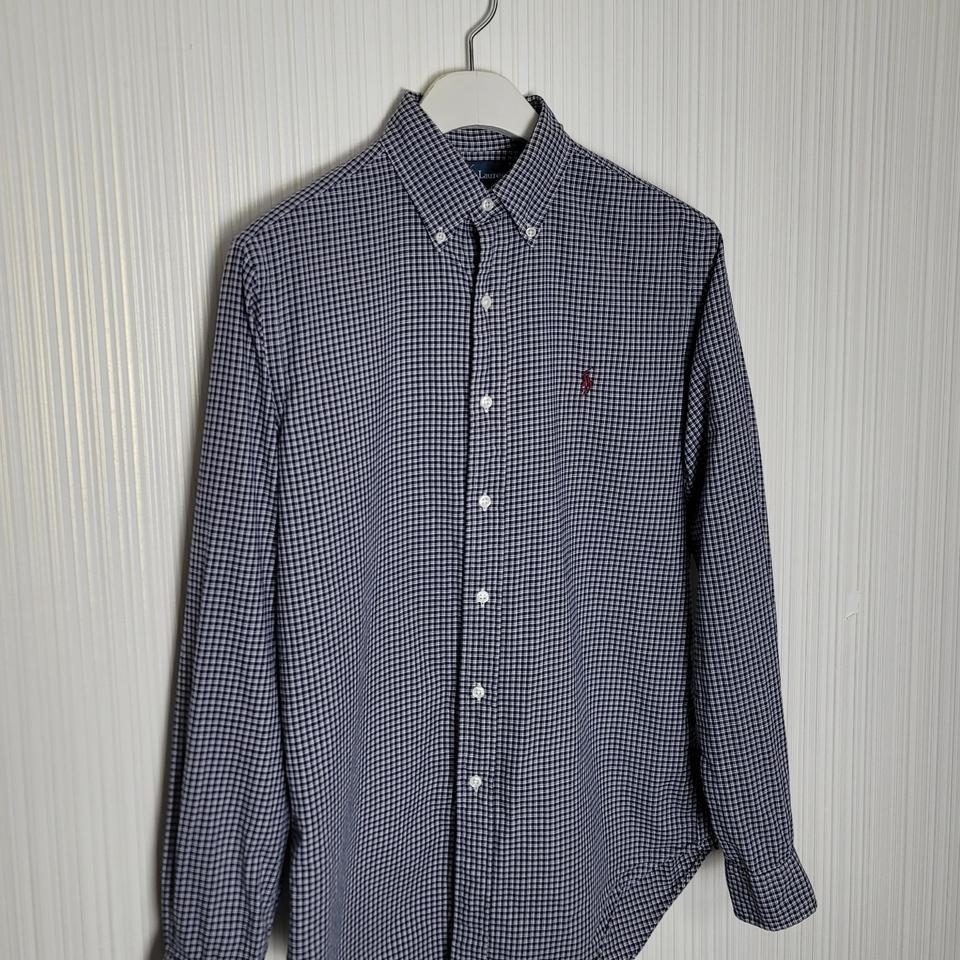 95_폴로 체크 남방 네이비 랄프로렌