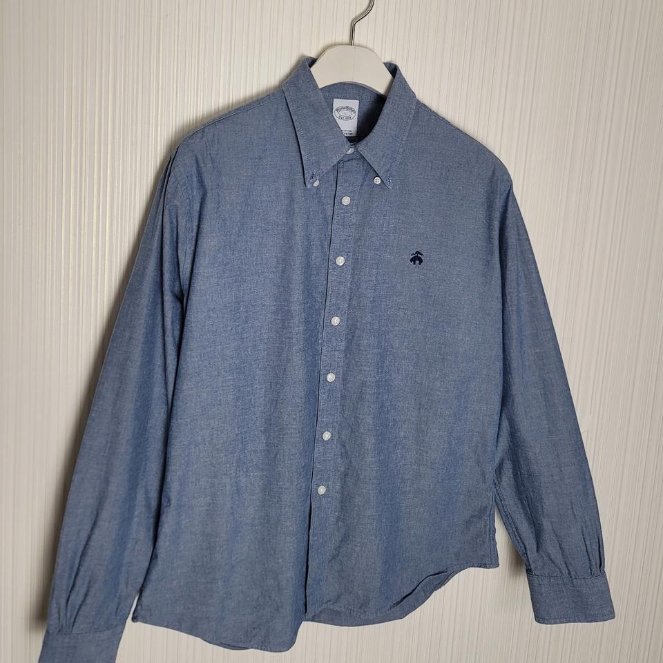 L 브룩스브라더스 셔츠 샴브레이 코튼