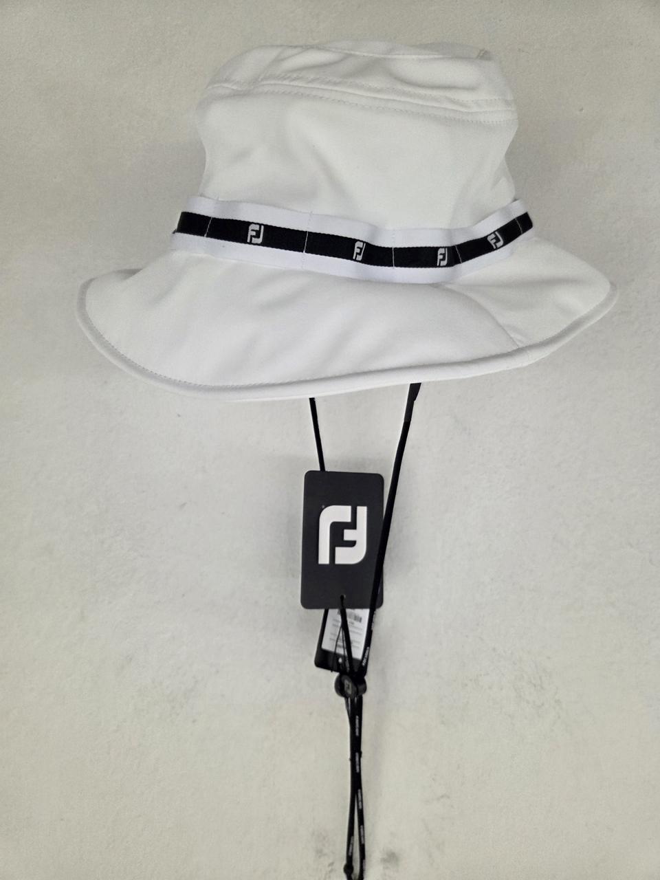 풋조이 로고 테이프 버킷햇 화이트