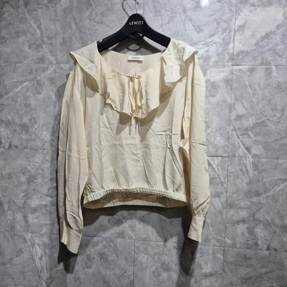 산드로 프릴 블라우스 아이보리