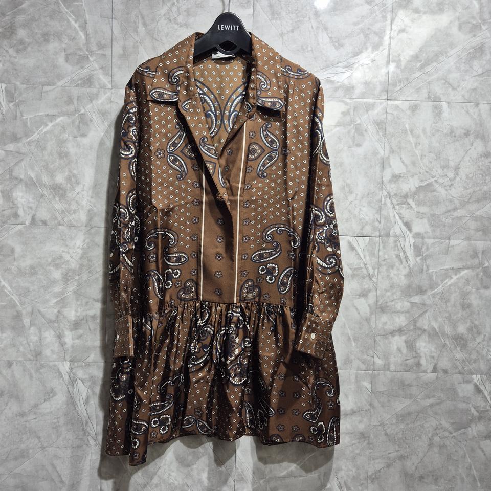 산드로 브라운 페이즐리 롱 원피스