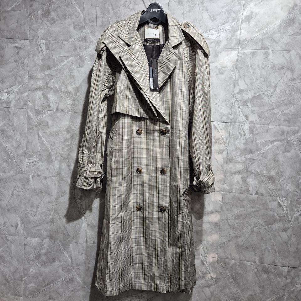 미샤 체크 롱 트렌치코트