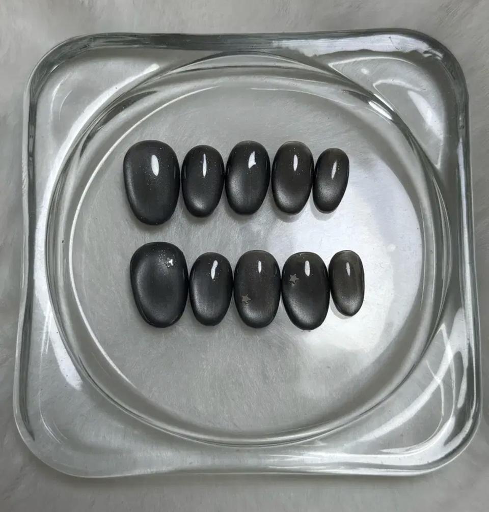 블랙 자석젤 수제네일팁