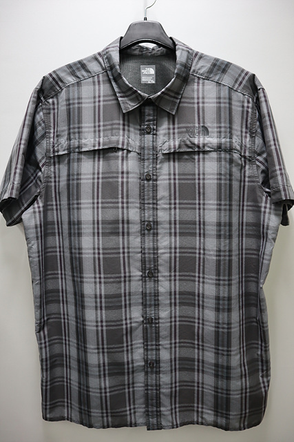 노스페이스 그레이체크 반팔 셔츠