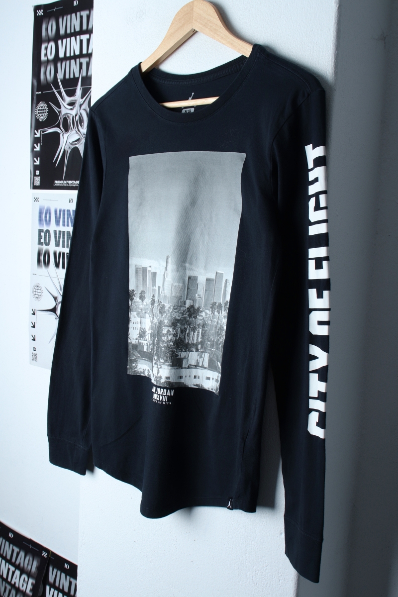 (XS) 조던 긴팔티셔츠 빅프린팅 블랙 올드스쿨-1821D