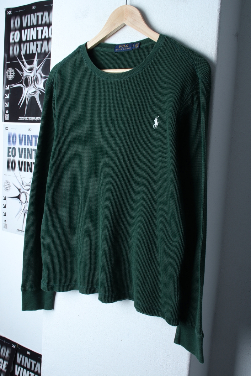 (L-XL) 폴로 랄프로렌 긴팔티셔츠 작은사용감 와플 그린-1821E