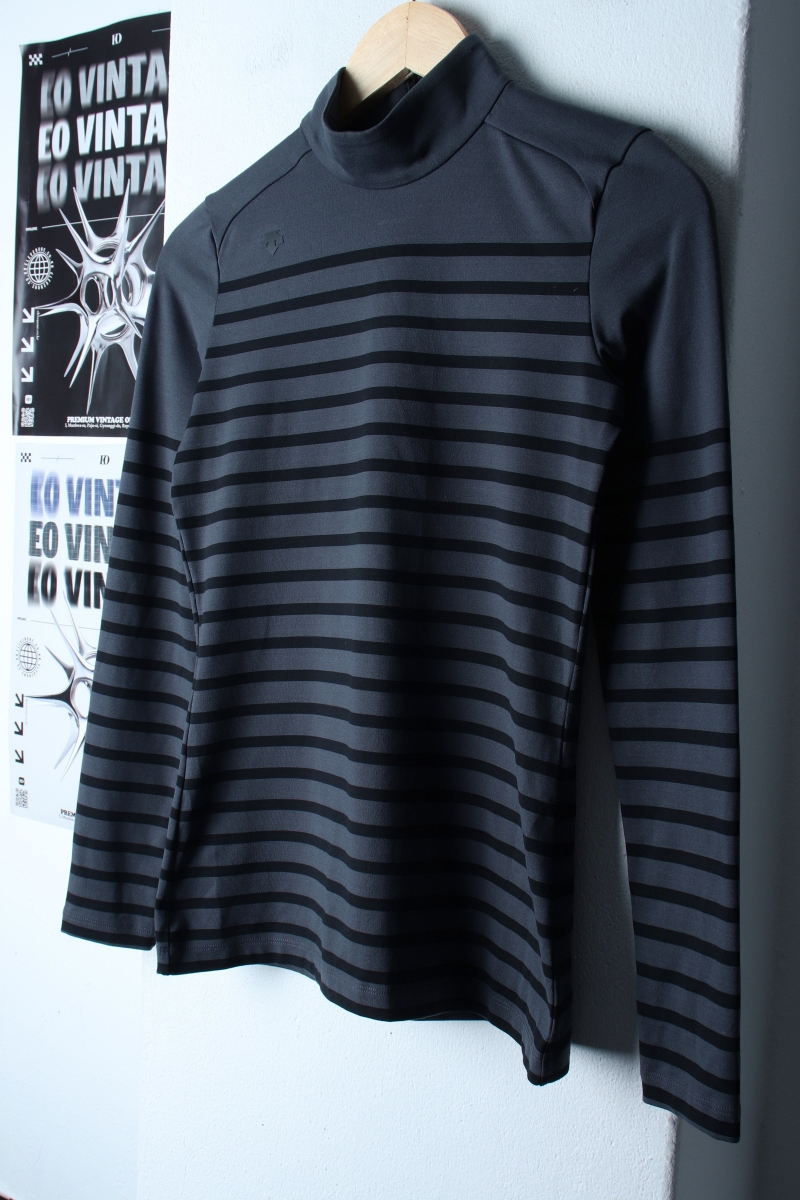 W(S) 데상트 긴팔티셔츠 집업 기능성 스트라이프 그레이-18224