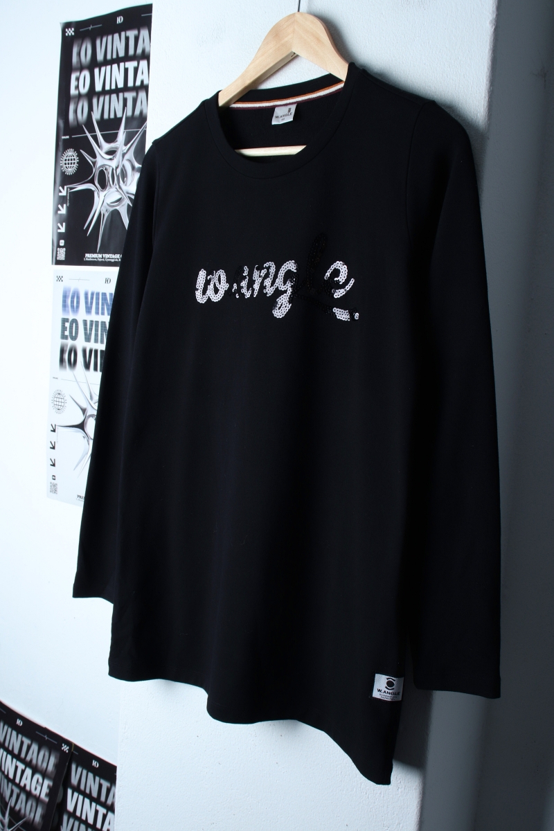 W(XL) 와이드앵글 긴팔티셔츠 골프 레터링 비즈 롱-18225