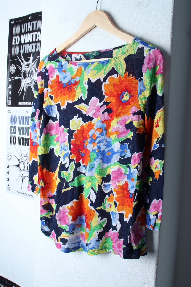 W(S-M) 폴로 랄프로렌 긴팔티셔츠 7부 플라워 린넨 마-18226