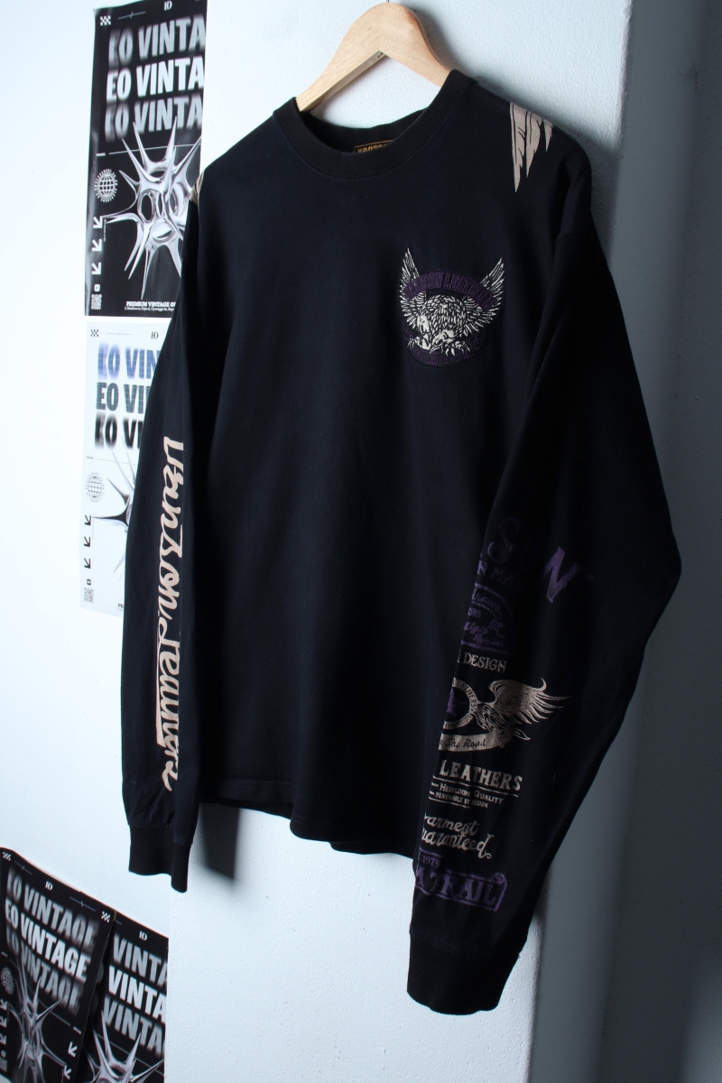 (2XL-3XL) 밴슨 긴팔티셔츠 빅사이즈 블랙 독수리-1822F