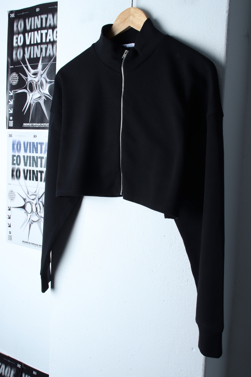 W(S-M) 자라 집업 바람막이 점퍼자켓 크롭 블랙 무지-18230