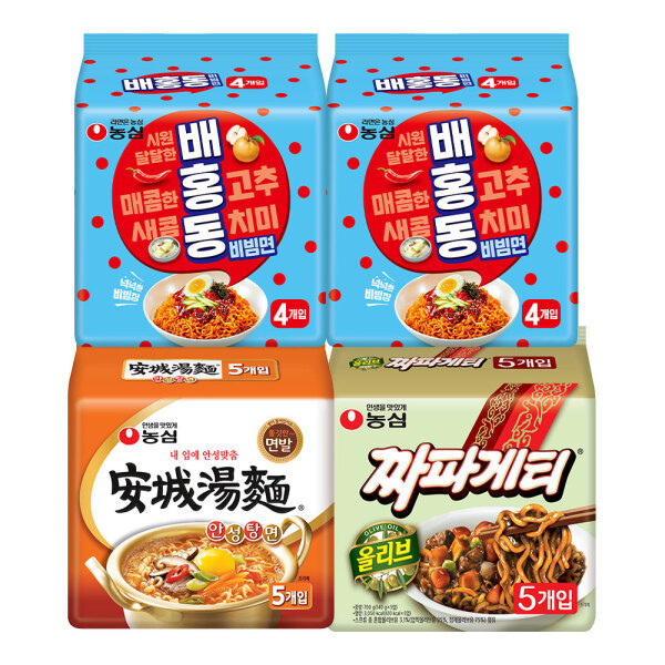 농심 라면 18개(배홍동8+ 안성라면 5 + 짜파게티 5)