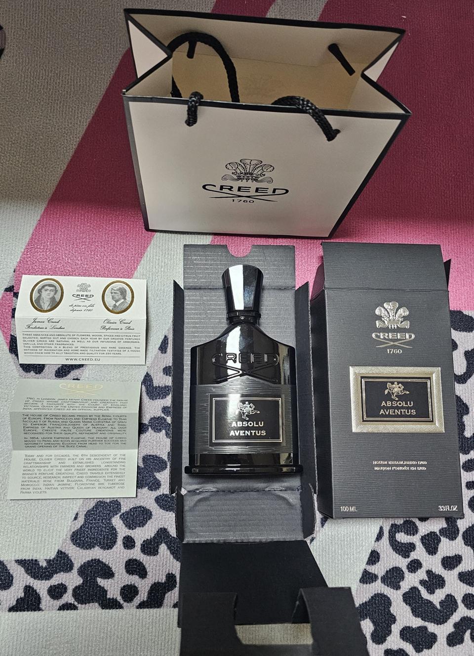 크리드 앱솔루 어벤투스 남성향수 100ml 개봉 새상품 쇼핑백