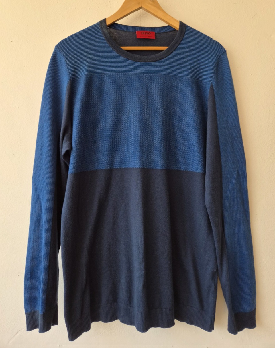 휴고보스 남성 코튼혼방라운드긴팔니트