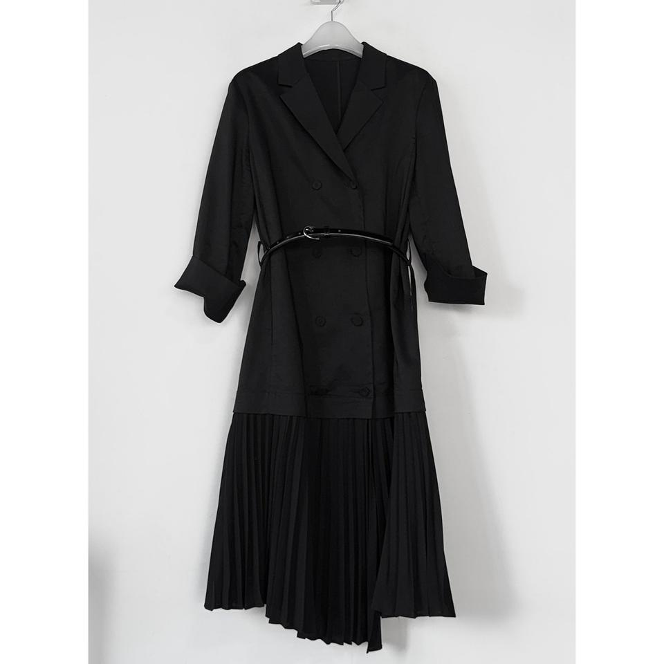 구호 KUHO 더블 플리츠 블록 원피스