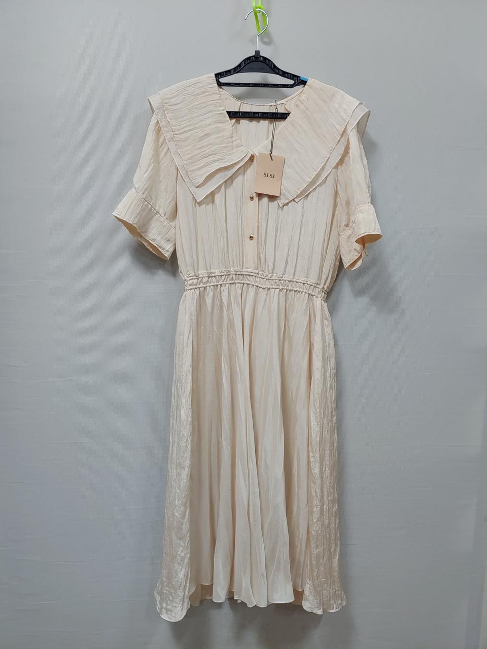 새상품 SJ SJ 빅 카라 반팔 롱 원피스 여성 82-94-160