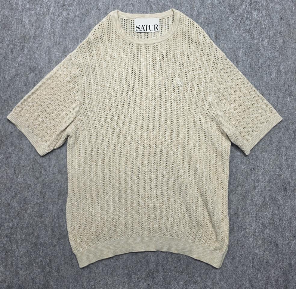 세터 내츄럴 메시드 그물 반팔 니트 L