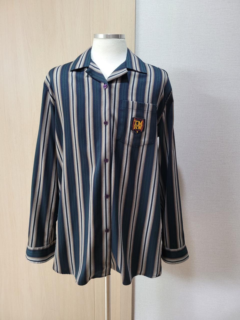 TMRW 남자 오픈카라 스트라이프 셔츠 110 그린