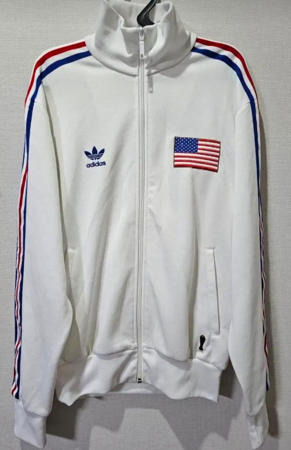 아디다스 희귀 성조기 미국 USA 화이트 트랙탑 져지집업 100/L