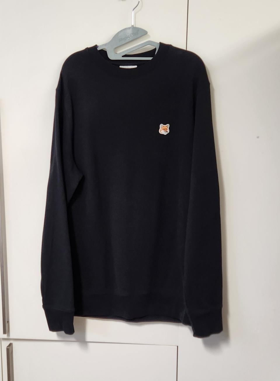 메종키츠네 폭스 패치 블랙 맨투맨 XL