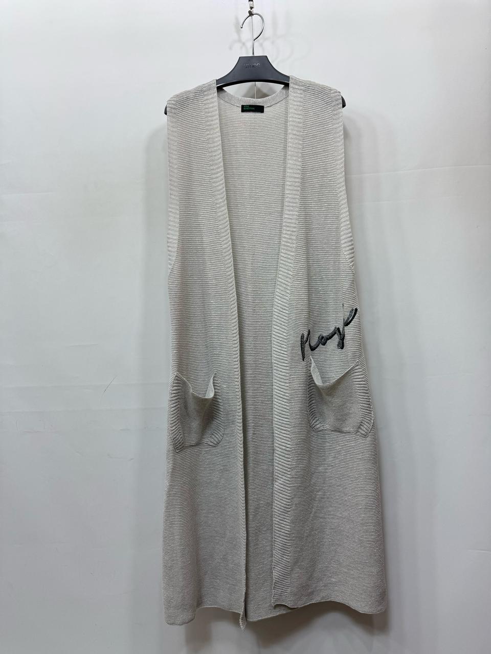 •F) 베네통 롱 조끼 가디건