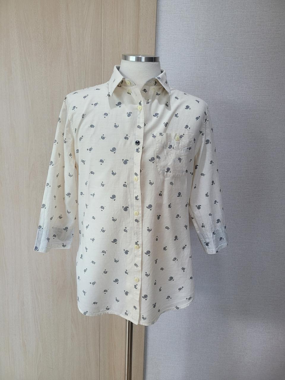 엠폴햄 Empolham 남자 페이즐리 패턴 7부 셔츠 100 아이보리