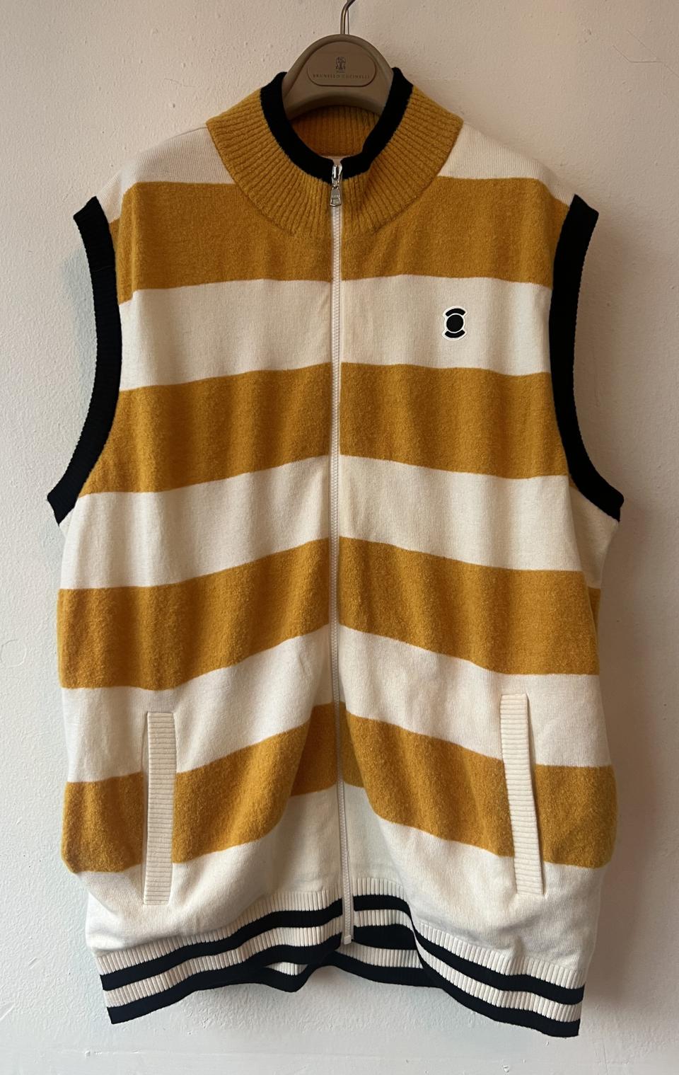 와이드앵글 남성 옐로우 골프 울방풍 조끼