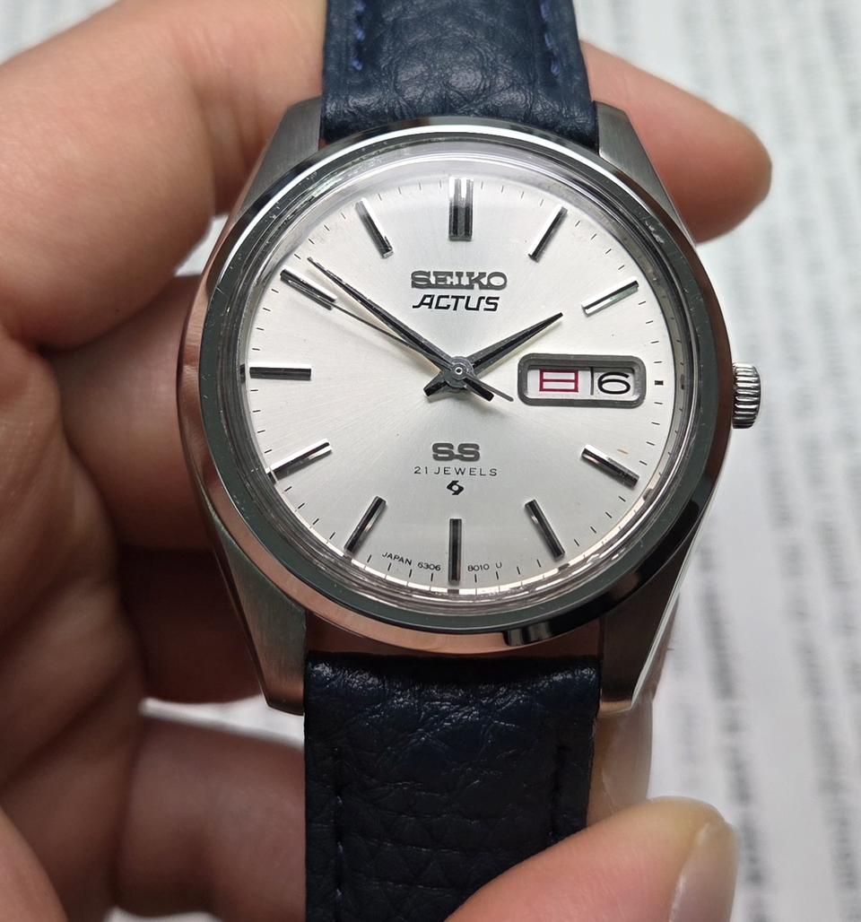레어] 빈티지 세이코 SS 칼침핸즈 순정 실버판 한자 데이데이트 오토매틱