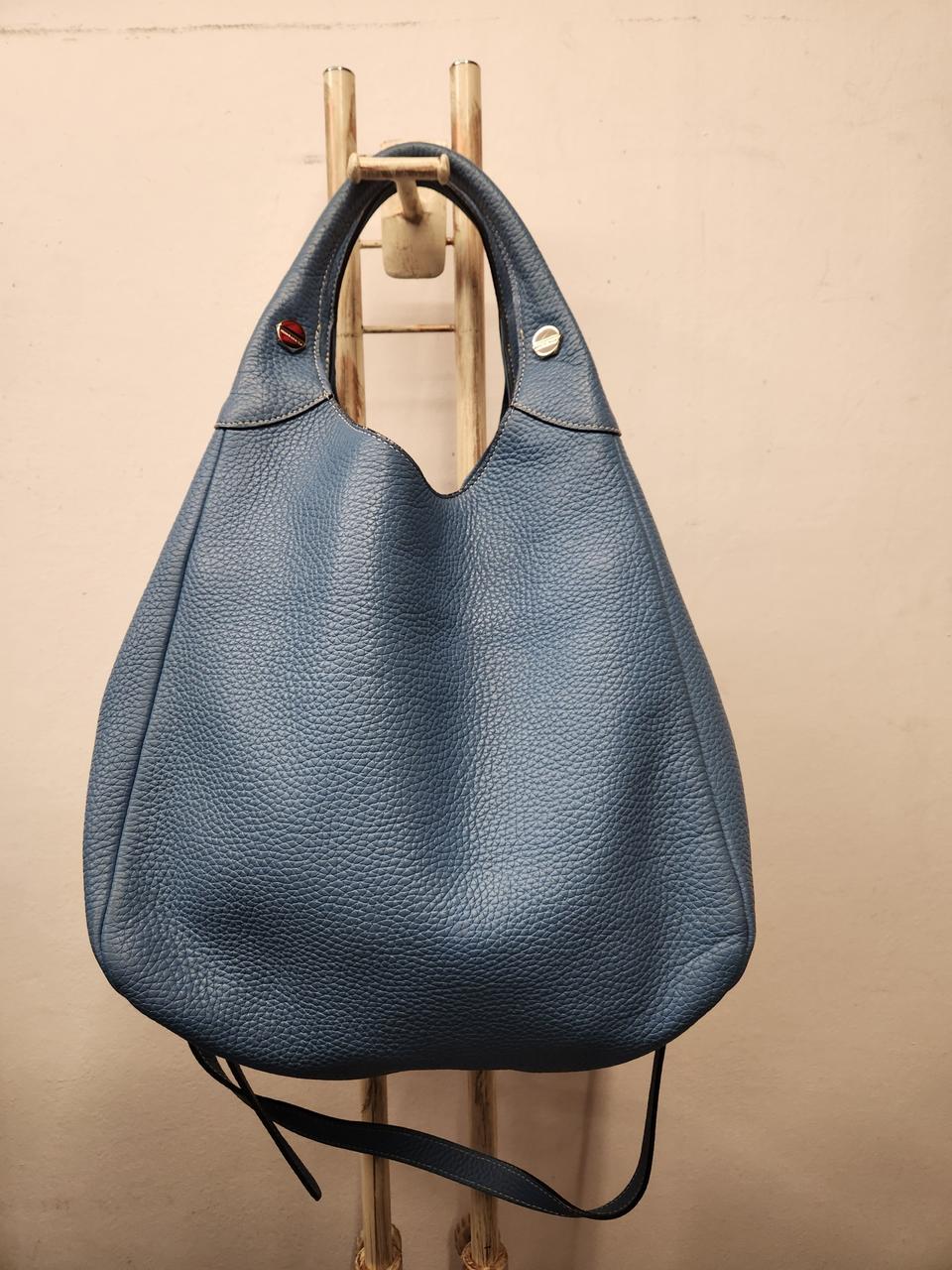 브루노말리 블루 가죽 숄더겸 크로스백