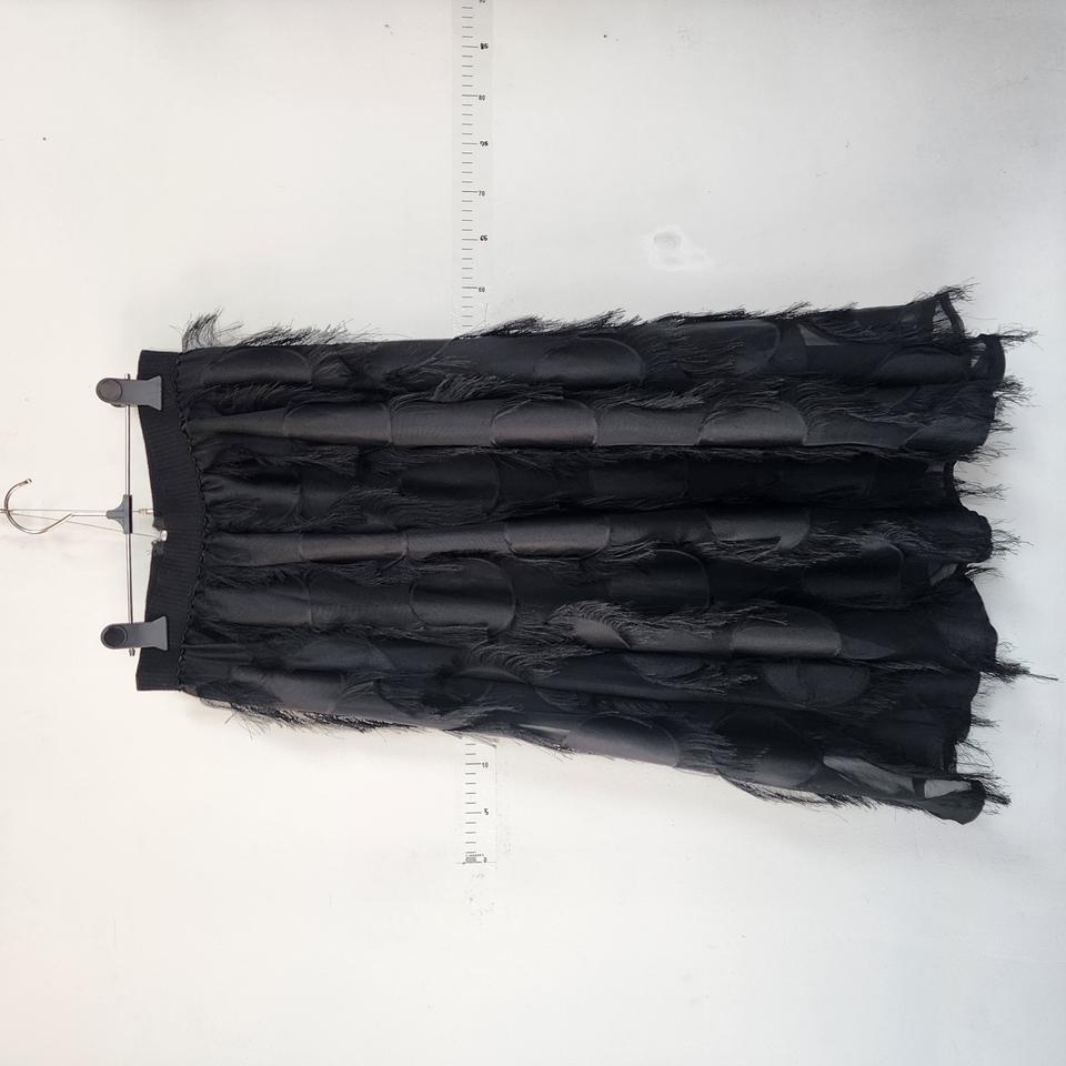 수입 도트 블랙 밴딩 롱 스커트