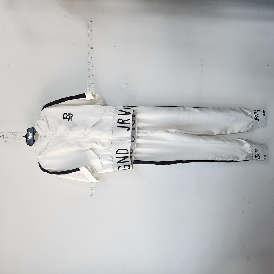 새틴 화이트 반팔 트랙탑 세트