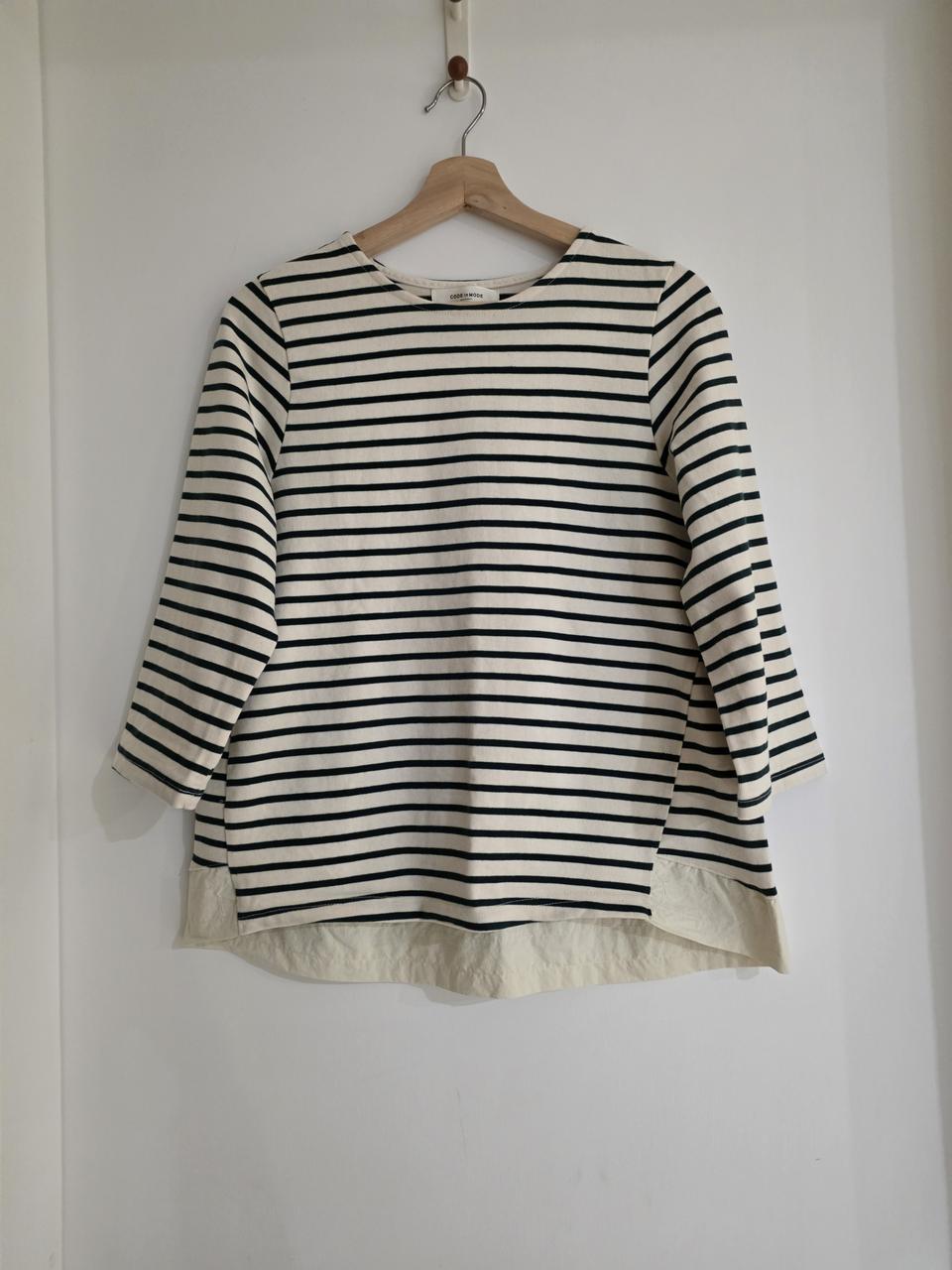 코드인모드 그린 스트라이프  티셔츠  프리사이즈