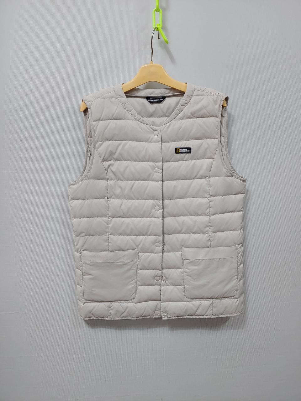 내셔널지오그래픽 패딩 조끼 아이보리 여성M