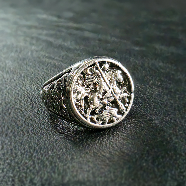 Georgius 백동 남자 엔틱 빈티지 명품 메달 용 기사 반지