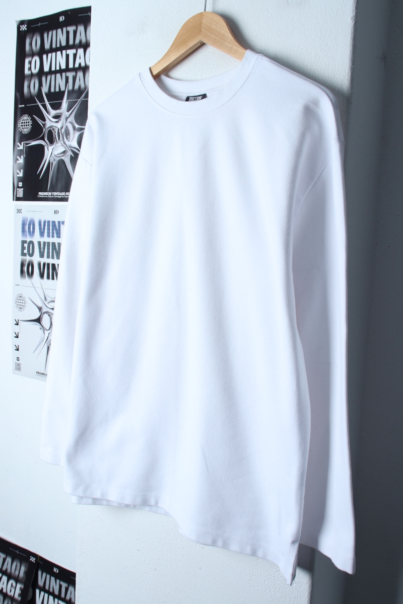 (L-XL) 트릴리온 긴팔티셔츠 화이트 무지 기본-182AD