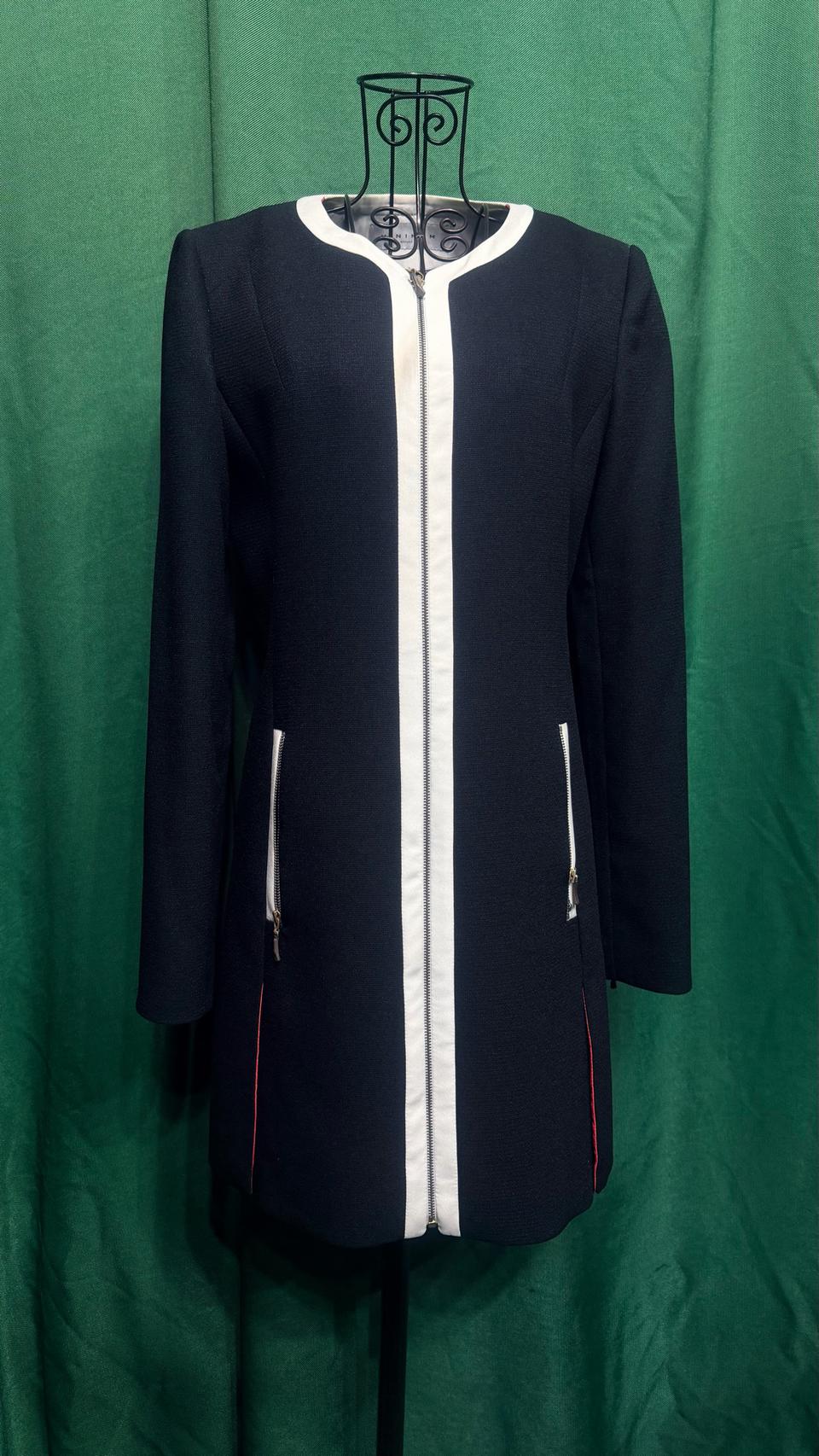 미니멈 라인 배색 롱코트