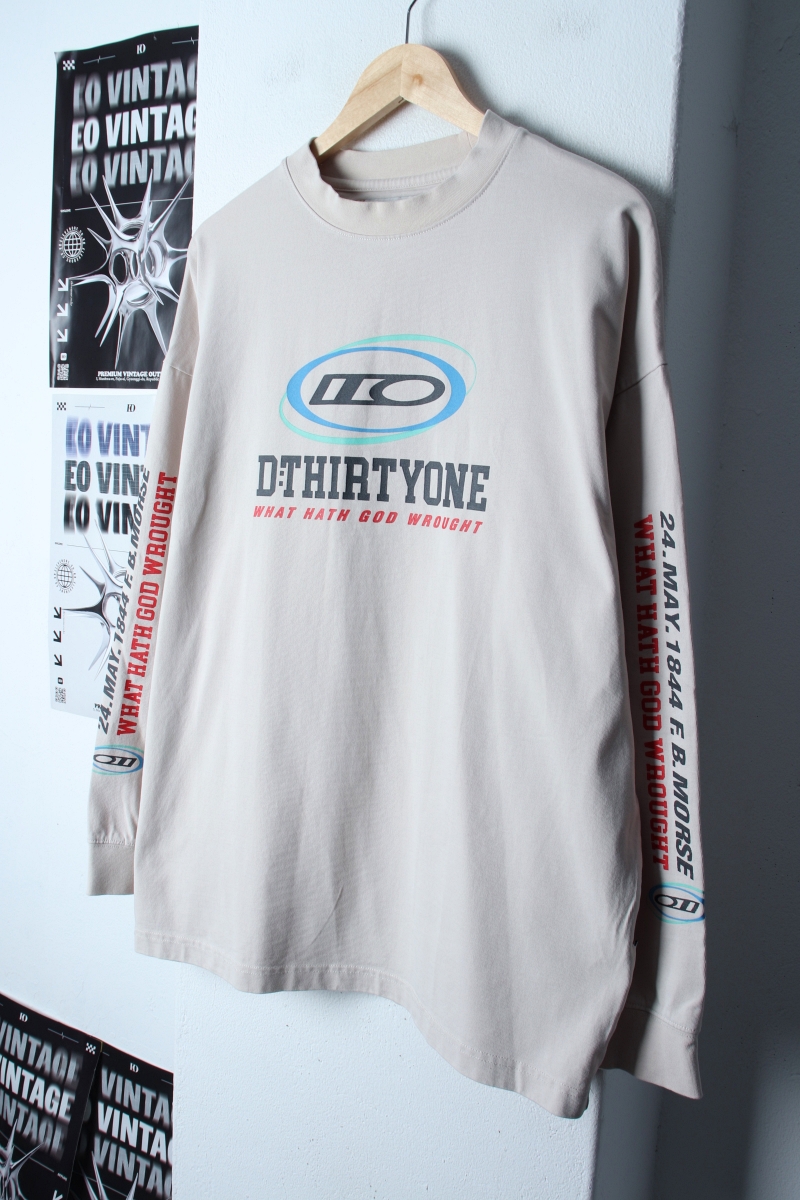 (XL-2XL) 디써티원 긴팔티셔츠 레터링 베이지 스트릿-182B1