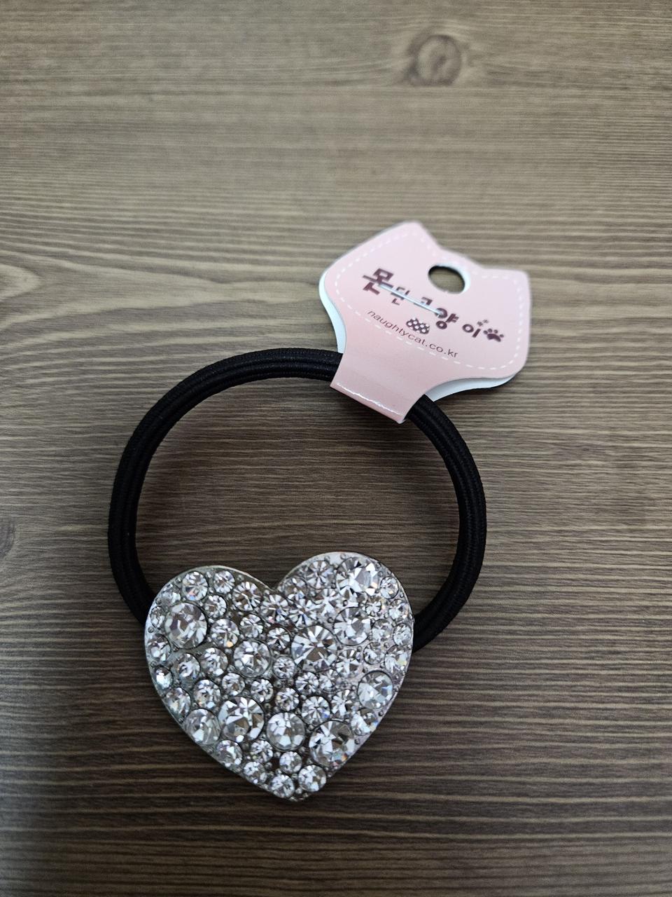 하트큐빅 머리끈 새상품