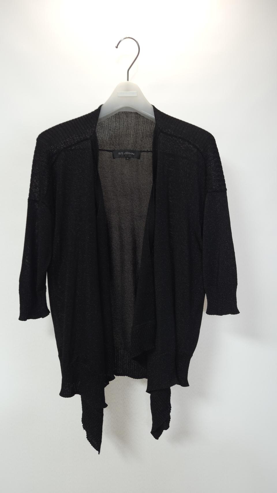 ST. JOHN 센존 블랙 메탈릭 펄 오픈 가디건 S사이즈