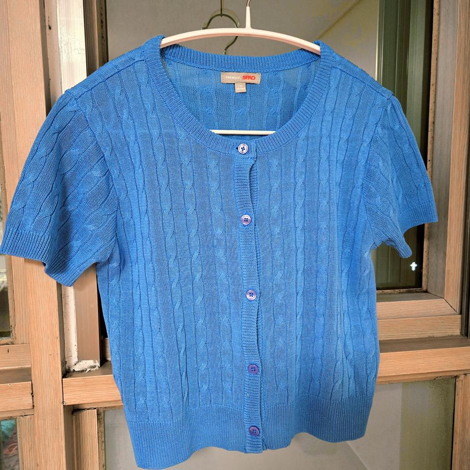 스파오 블루 반팔 가디건