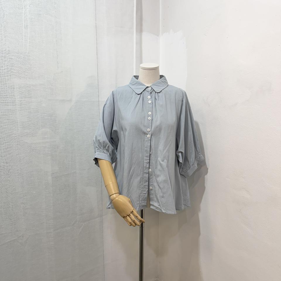 라운드카라 5부 반팔블라우스 반팔셔츠 4349 