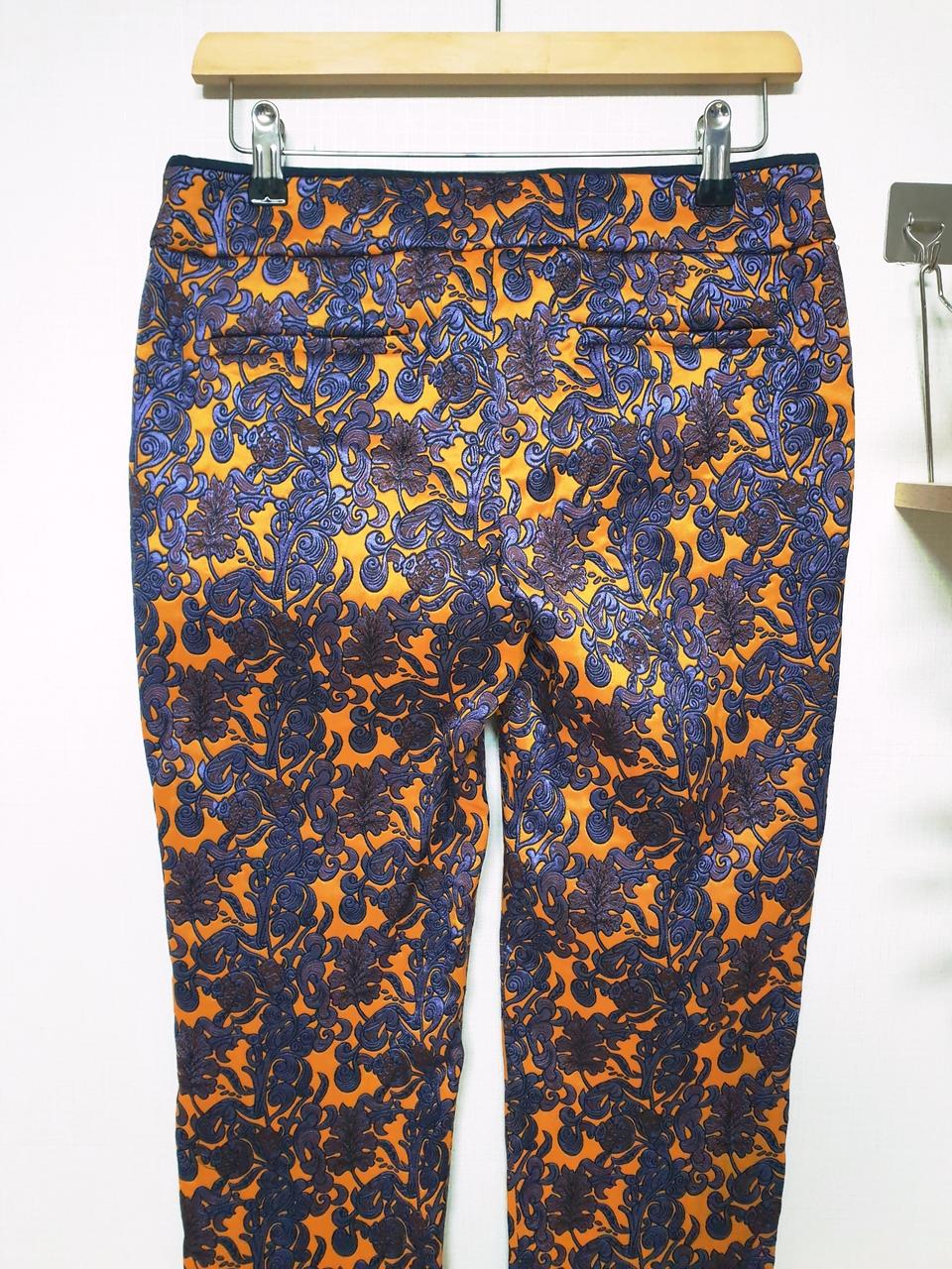 새상품 듀엘 실크자카드 팬츠 66 오렌지퍼플