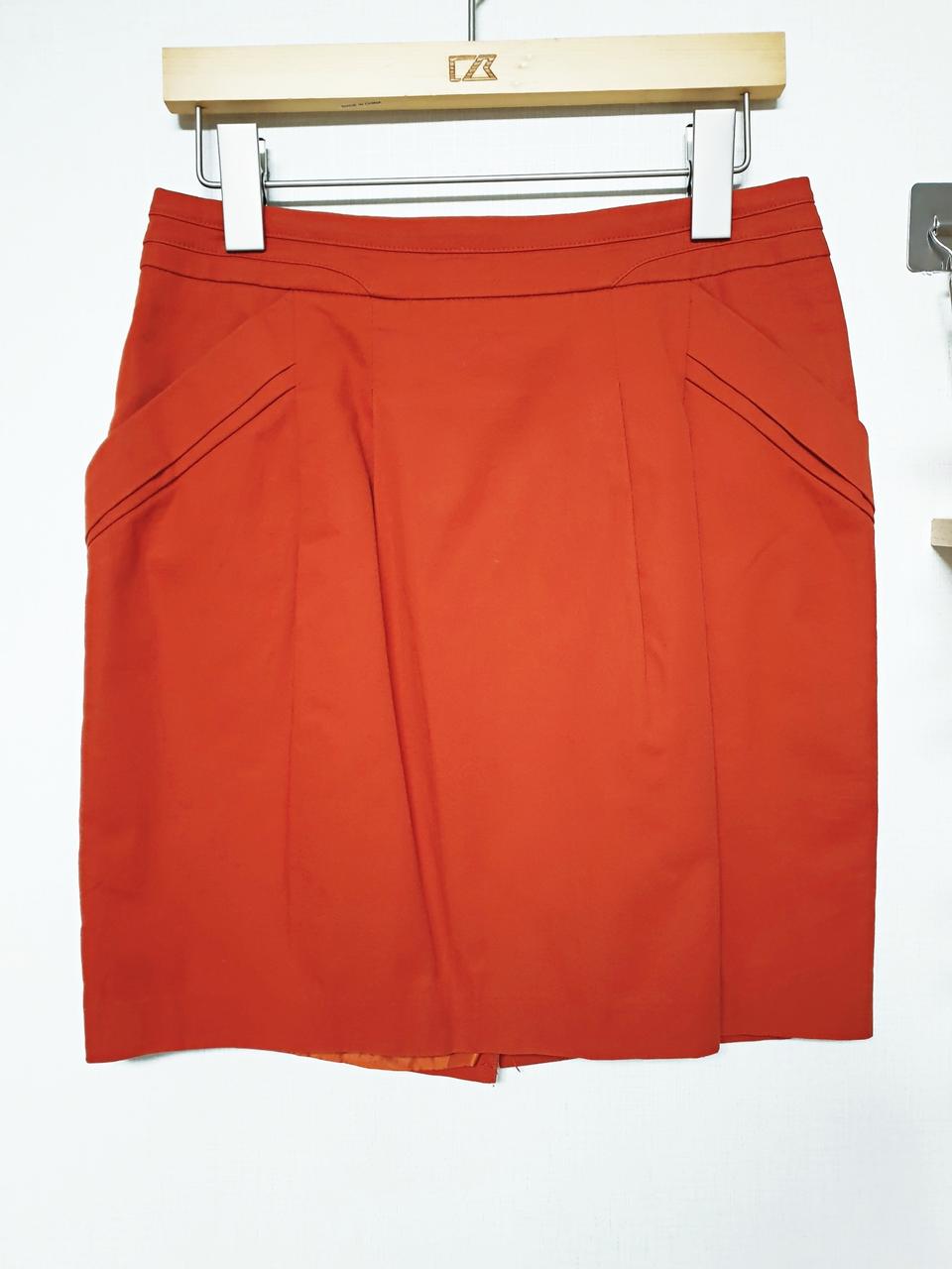 케네스레이디 코튼 4부스커트 55 핀턱 오렌지브라운