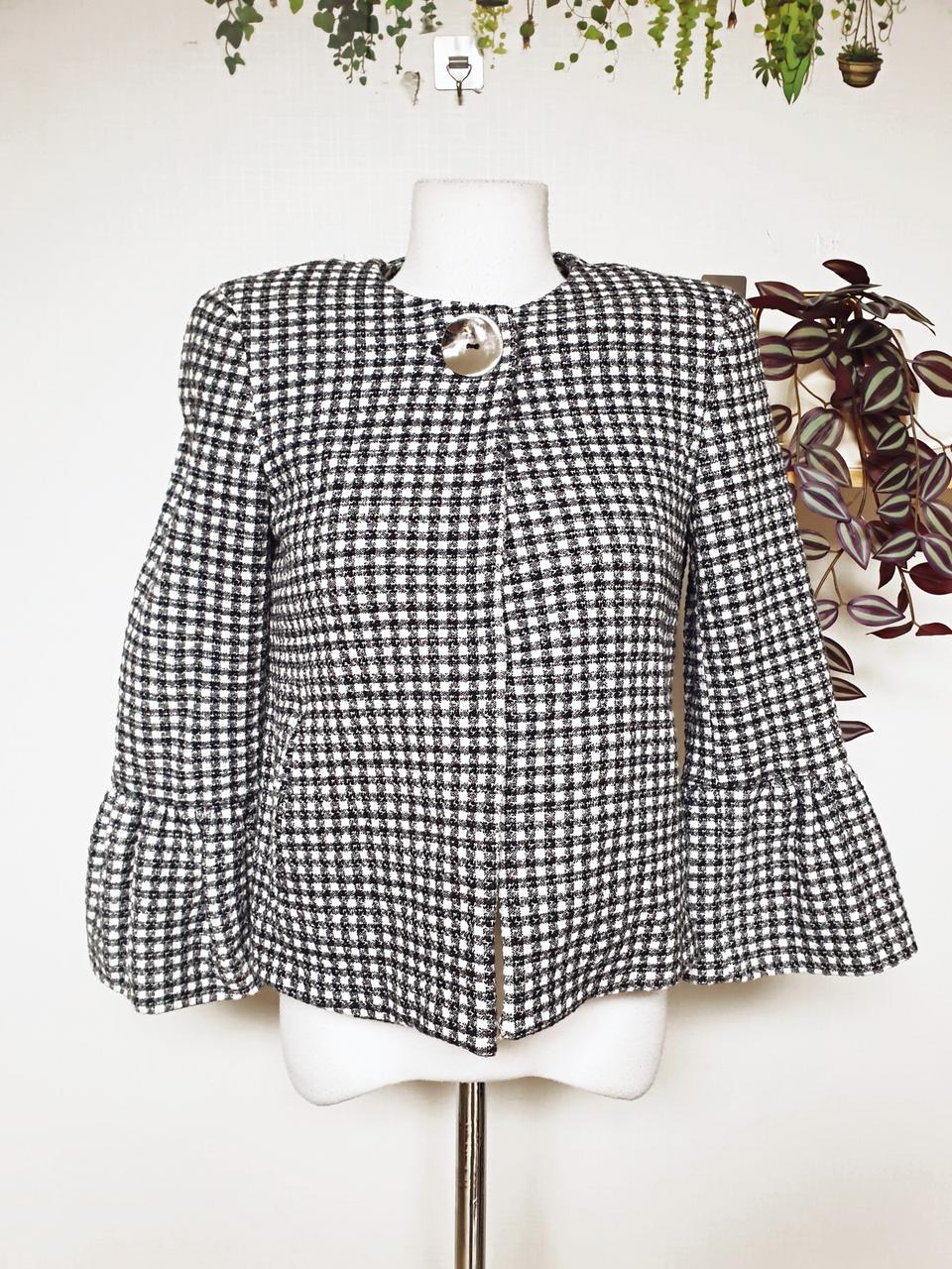 자라 바얀 트위드크롭자켓 44 블랙 XS 