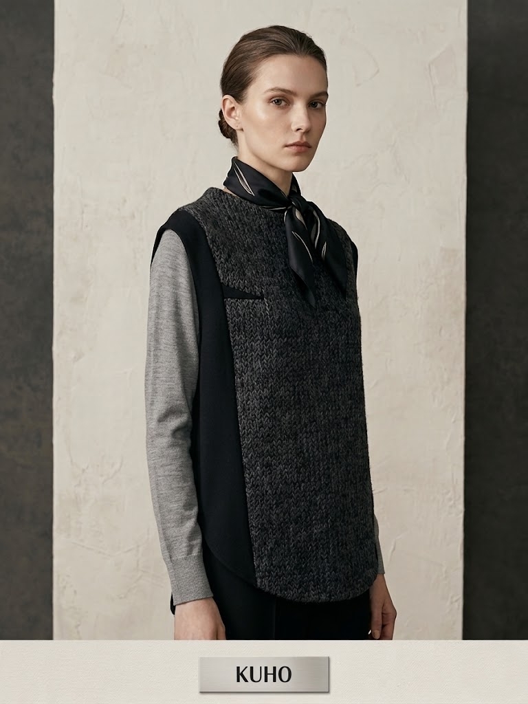 KUHO 정품 울니트베스트 55 배색조끼 블랙